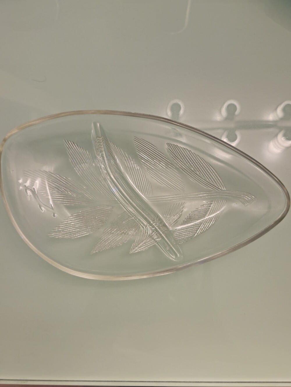 VINTAGE MID CENTURY MODERN CLEAR GLASS DIVIDED RELISH TRAY